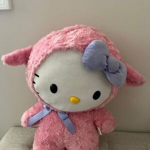 Pink Hello Kitty Plush with Purple Bow